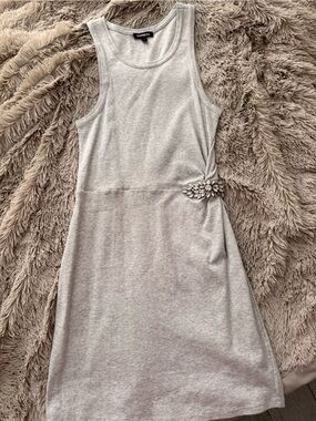 Express Light Gray Sleeveless Jewel Accent Dress
